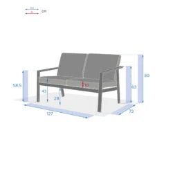 Canapé 2 Places Pavane Graphite Hespéride 9 Canapé 2 Places Pavane Graphite Hespéride -Promos Jardin Meubles Boutique canape 2 places pavane graphite hesperide 3