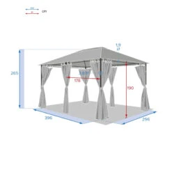 Jeu De 6 Rideaux Gris Ardoise Pour Tonnelle Santorini Et Thira -Promos Jardin Meubles Boutique jeu de 6 rideaux gris ardoise pour la tonnelle santorini 3 x 4m 2