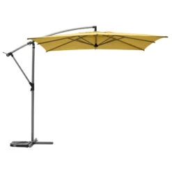Parasol Décentré Carré Manoa Jaune Moutarde Hespéride -Promos Jardin Meubles Boutique parasol decentre carre manoa jaune moutarde hesperide 1