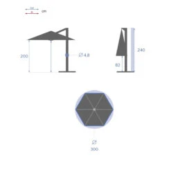 Parasol Décentré Rond Manoa Ardoise Hespéride 10 Parasol Décentré Rond Manoa Ardoise Hespéride -Promos Jardin Meubles Boutique parasol decentre rond manoa ardoise hesperide 1 3