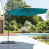Parasol Décentré Rond Manoa Bleu Canard Hespéride -Promos Jardin Meubles Boutique parasol decentre rond manoa bleu canard hesperide