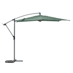 Parasol Décentré Rond Manoa Vert Olive Hespéride -Promos Jardin Meubles Boutique parasol decentre rond manoa vert olive hesperide 1