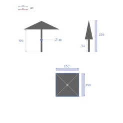 Parasol Droit Carré 2,5x2,5m Soya Ardoise Hespéride -Promos Jardin Meubles Boutique parasol droit carre 25x25m soya ardoise hesperide 1 6