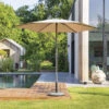 Parasol Droit Rond 2,7m Soya Taupe Hespéride -Promos Jardin Meubles Boutique parasol droit rond 27m soya taupe hesperide