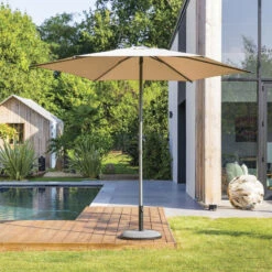 Parasol Droit Rond 2,7m Soya Taupe Hespéride