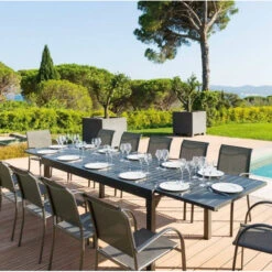 Table Rectangulaire Extensible Piazza 12 P. Graphite Hespéride -Promos Jardin Meubles Boutique table rectangulaire extensible piazza 12 personnes graphite hesperide 5
