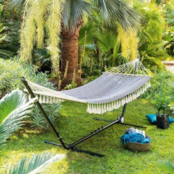 Toile Hamac Syssia Pompons 2 M Hespéride -Promos Jardin Meubles Boutique toile hamac syssia pompons 2 m hesperide 3