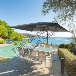 Toile Rempl. Rectangulaire En Oléfine Anthracite Eléa Hespéride -Promos Jardin Meubles Boutique toile remplacement rectangulaire anthracite pour parasol elea hesperide 3