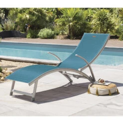 Promos Jardin Meubles Boutique 31 Transat Samba Pliable Et Empilable Bleu Canard Hespéride