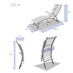 Transat Samba Pliable Bleu Canard/graphite Hespéride -Promos Jardin Meubles Boutique transat samba pliable bleu canard graphite hesperide 6