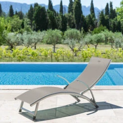 Transat Samba Pliable Et Empilable Taupe Hespéride -Promos Jardin Meubles Boutique transat samba pliable et empilable taupe hesperide 2